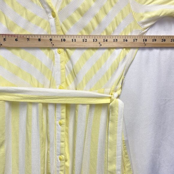 JACQUELINE DE YONG Split Crew Button-Up Belted Tiered Shirt Dress Women Size 38 - Picture 3 of 14